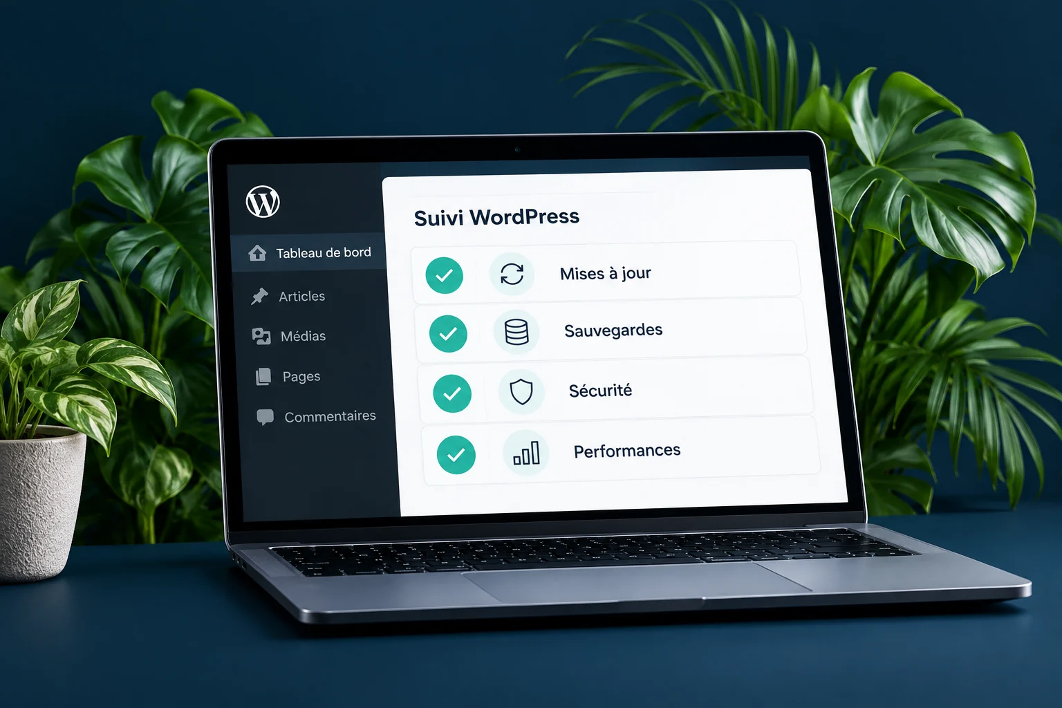 Illustration conceptuelle des services de maintenance WordPress